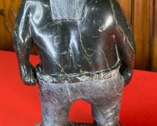 large Inuit Eskimo Soap Stone Carving Alaska Joe Soapstone 13x7.5x4in HxWxD