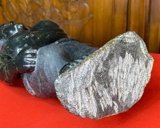 large Inuit Eskimo Soap Stone Carving Alaska Joe Soapstone 13x7.5x4in HxWxD
