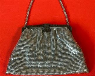 Whiting & Davis Silver Mesh Purse 5.25x7in HxWxD