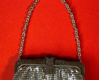 Whiting & Davis Silver Mesh Purse 5.25x7in HxWxD