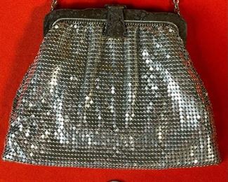 Whiting & Davis Silver Mesh Purse 5.25x7in HxWxD