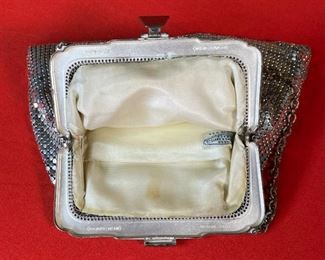 Whiting & Davis Silver Mesh Purse 5.25x7in HxWxD