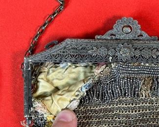 2pc Antique Beaded Purse Lot Purse #1: 12x6in Purse #2: 9x5in