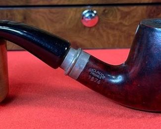 6pc Tobacco Pipe Lot with Burl Wood Case Case: 2.75x10.75x9.5in