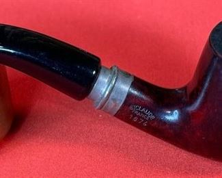 6pc Tobacco Pipe Lot with Burl Wood Case Case: 2.75x10.75x9.5in