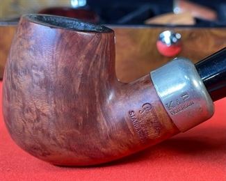 6pc Tobacco Pipe Lot with Burl Wood Case Case: 2.75x10.75x9.5in