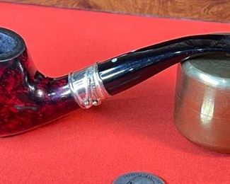 6pc Tobacco Pipe Lot with Burl Wood Case Case: 2.75x10.75x9.5in