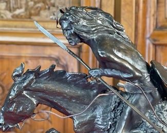 Frederic Remington Cheyenne Bronze Sculpture Statue Vintage 21.5x22x10in HxWxD