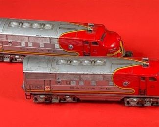 2pc Lionel Santa Fe 2333-20 Diesel Locomotive Train & 2333-20 Dummy F3 Train Postwar 4x2.5x13.5in HxWxD