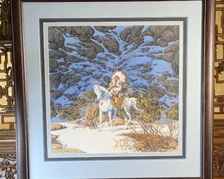 Signed Bev Doolittle Eagle Heart Framed Litho Print with COA numbered Frame: 25x24.5in