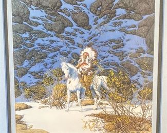 Signed Bev Doolittle Eagle Heart Framed Litho Print with COA numbered Frame: 25x24.5in