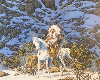 Signed Bev Doolittle Eagle Heart Framed Litho Print with COA numbered Frame: 25x24.5in