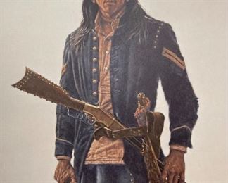 Signed James Bama Crow Cavalry Scout Litho Greenwich Workshop Print w/ COA Print: 24.75x16.5in