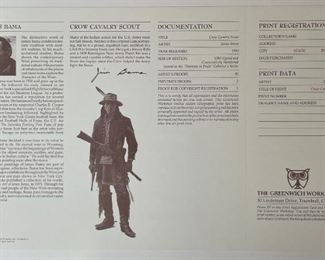 Signed James Bama Crow Cavalry Scout Litho Greenwich Workshop Print w/ COA Print: 24.75x16.5in