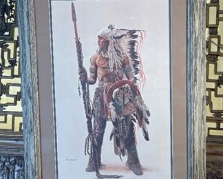 Signed James Bama Sioux Subchief Greenwich Workshop Signed Print Framed Frame: 28.75x20.75in