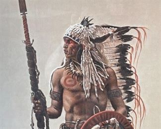 Signed James Bama Sioux Subchief Greenwich Workshop Signed Print Framed Frame: 28.75x20.75in