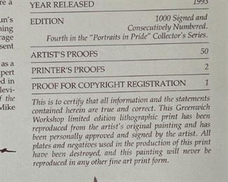 Signed James Bama Sioux Subchief Greenwich Workshop Signed Print Framed Frame: 28.75x20.75in