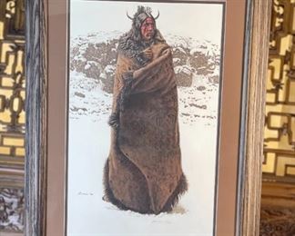 James Bama Blackfeet War Robe Greenwich Workshop Signed Print Framed Frame: 28.75x20.75in