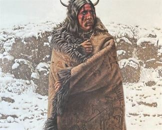 James Bama Blackfeet War Robe Greenwich Workshop Signed Print Framed Frame: 28.75x20.75in