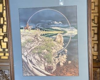 Signed Bev Doolittle The Sentinel Framed Litho Print with COA Frame: 25.5x21.5in