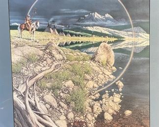 Signed Bev Doolittle The Sentinel Framed Litho Print with COA Frame: 25.5x21.5in