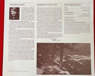 Signed Stephen Lyman Warmed By The View Limited Edition Litho Print Numbered Print: 28 3/8x 32in