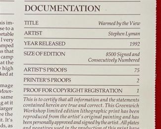 Signed Stephen Lyman Warmed By The View Limited Edition Litho Print Numbered Print: 28 3/8x 32in