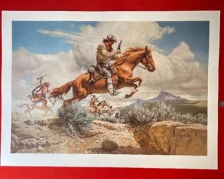 Signed Frank C. McCarthy Pony Express Litho Print Numbered Limited Edition Print: 24x33 1/4in