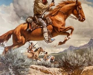 Signed Frank C. McCarthy Pony Express Litho Print Numbered Limited Edition Print: 24x33 1/4in