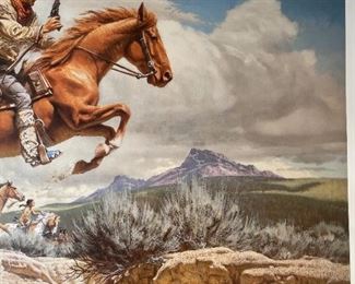 Signed Frank C. McCarthy Pony Express Litho Print Numbered Limited Edition Print: 24x33 1/4in