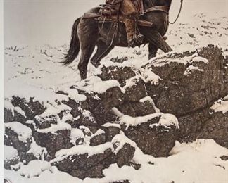 Signed James Bama Riding The High Country Litho Print Limited Edition Print: 24.5x23.75in