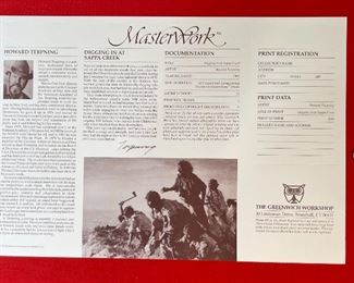 Signed Howard Terpning Digging In At Sappa Creek Litho Print Print: 31x36in