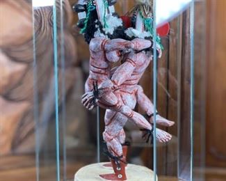 Vintage Hopi Kokopelli Couple Kachina Peter Yazzi Native American Katsina Case: 16x11x11in