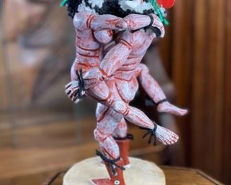 Vintage Hopi Kokopelli Couple Kachina Peter Yazzi Native American Katsina Case: 16x11x11in