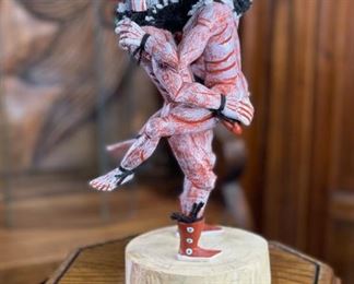 Vintage Hopi Kokopelli Couple Kachina Peter Yazzi Native American Katsina Case: 16x11x11in