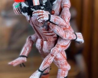 Vintage Hopi Kokopelli Couple Kachina Peter Yazzi Native American Katsina Case: 16x11x11in