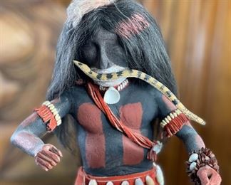 Vintage Hopi Snake Dancer Kachina Doll Tino Youvella Native American Katsina 15.5x8x6in HxWxD