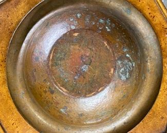 Primitive Hammered Copper Bowl Wide Rim 2.75in H x 9.25in Diameter