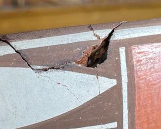 AS-IS Native American Pueblo Polychrome Pottery Bowl 3in H x 7.25inDiameter at rim