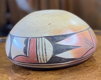 Native American Pueblo Polychrome Pottery Bowl Small 2.75in H x 5.75in Diameter at widest point