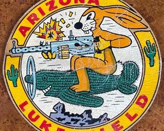 Original WWII US Army Air Corps Arizona Luke Field Leather Fighter Training Jacket Patch 4 7/8in Diameter
