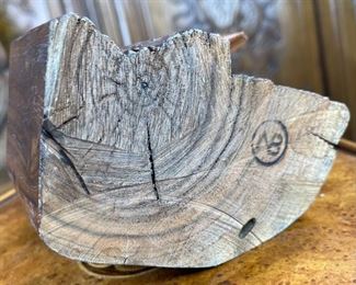 Ironwood Carving Quail Wood Sculpture Rustic on stump 8x6x4.5in HxWxD