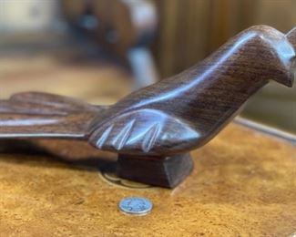 Ironwood Carving Quail Wood Sculpture Rustic 5.5x4.5x12.5in HxWxD