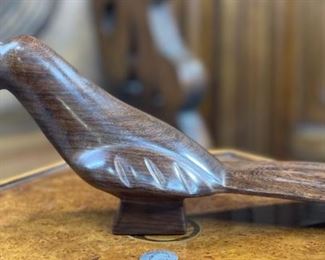 Ironwood Carving Quail Wood Sculpture Rustic 5.5x4.5x12.5in HxWxD