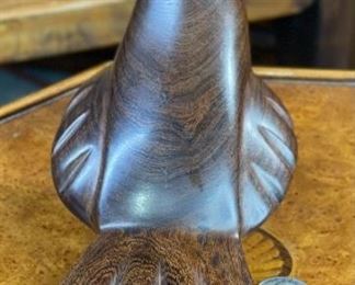 Ironwood Carving Quail Wood Sculpture Rustic 5.5x4.5x12.5in HxWxD