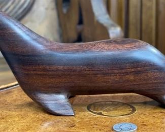 Ironwood Carving Seal Wood Sculpture Rustic 4.5x3x11in HxWxD