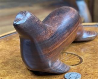 Ironwood Carving Seal Wood Sculpture Rustic 4.5x3x11in HxWxD