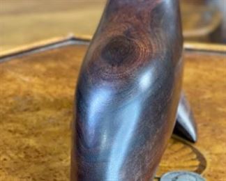 Ironwood Carving Seal Wood Sculpture Rustic 4.5x3x11in HxWxD