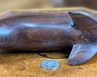 Ironwood Carving Seal Wood Sculpture Rustic 4.5x3x11in HxWxD