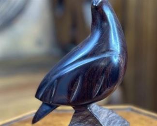 AS-IS Ironwood Carving Quail on Stump #2 Wood Sculpture Rustic 9.25x3x4.75in HxWxD